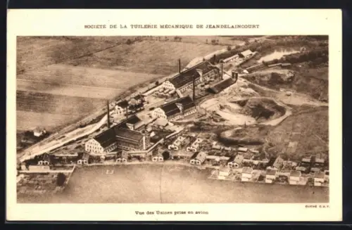 AK Jeandelaincourt, Vue des usines prise en avion