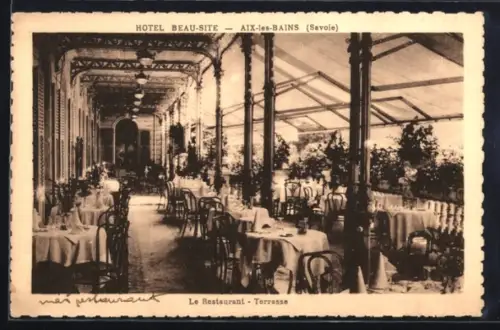 AK Aix-les-Bains /Savoie, Le Restaurant, Terrasse de l`Hôtel Beau-Site