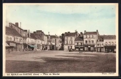 AK Le Mesle-sur-Sarthe /Orne, Place du Marché