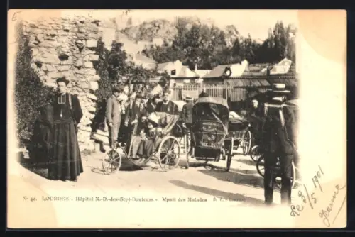 AK Lourdes, Hôpital N.-D.-des-Sept-Douleurs, Départ des Malades en voitures