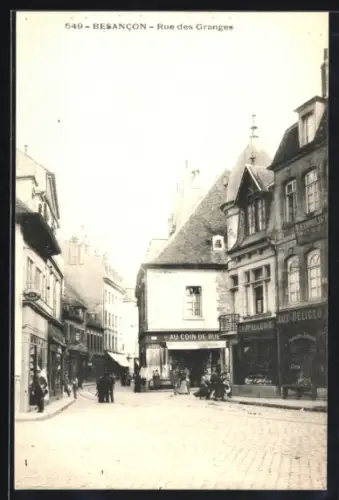AK Besancon, Rue des Granges animée avec commerces et passants