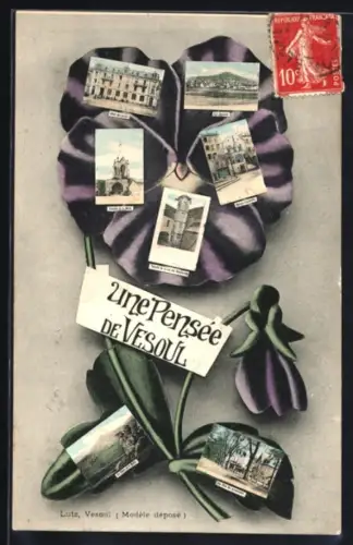 AK Vesoul, Une Pensée de Vesoul avec vues multiples