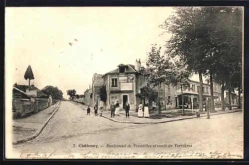 AK Châtenay, Boulevard de Versailles et route de Verrières
