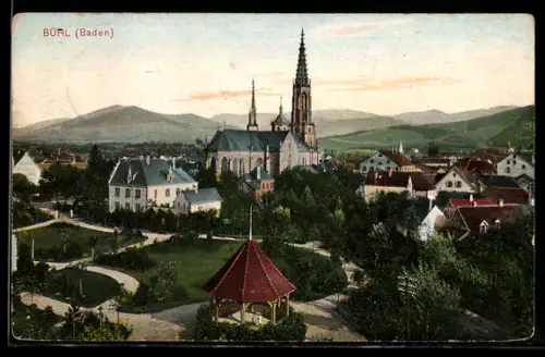 AK Bühl /Baden, Kirche, Pavillon, Stadtansicht