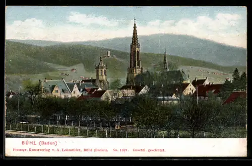 AK Bühl /Baden, Stadtansicht mit Kirche und Marktplatz