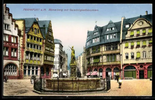 AK Alt-Frankfurt, Römerberg, Gerechtigkeitsbrunnen