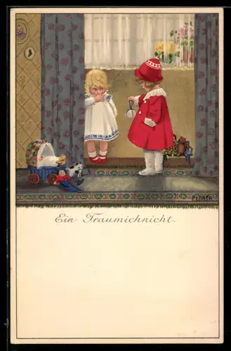 Künstler-AK Pauli Ebner: Kleiner Traumichnicht wird beschenkt