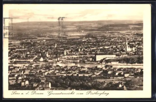 AK Linz a. d. Donau, Gesamtansicht vom Pöstlingberg