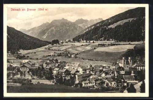 AK Steinach am Brenner, Totalansicht mit Feldern u. Bergen