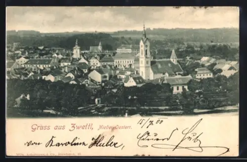 AK Zwettl /N. Ö., Totalansicht aus der Vogelschau