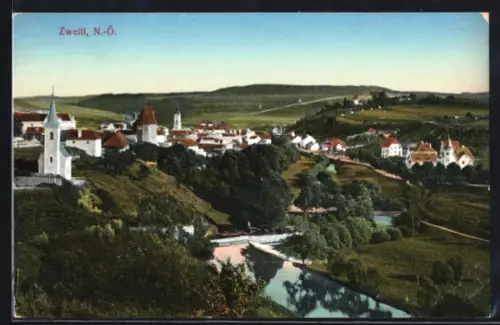 AK Zwettl /N. Ö., Teilansicht vom Wasser aus
