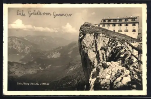 AK Schafberg, Schafberg-Spitze mit Hotel u. Talblick