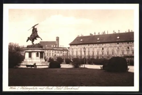 AK Wien, Heldenplatz mit Erzh. Karl-Denkmal