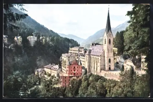 AK Badgastein, Katholische Kirche, von oben gesehen