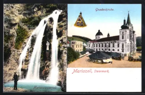 AK Mariazell /Steiermark, Marienwasserfall und Gnadenkirche, Gnadenbild