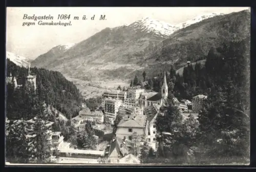 AK Bad Gastein, Ortspanorama mit Gamskarkogel