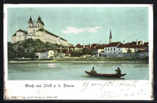 AK Melk a. d. Donau, Teilansicht mit Stift
