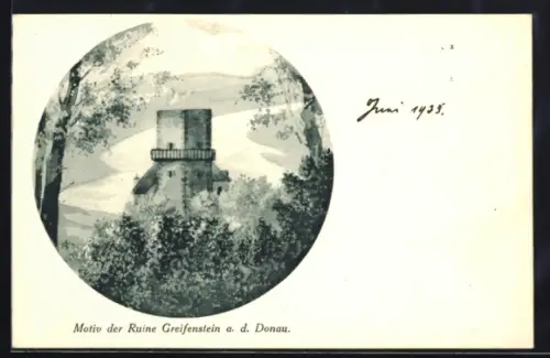 Künstler-AK Greifenstein a. d. Donau, Ruine