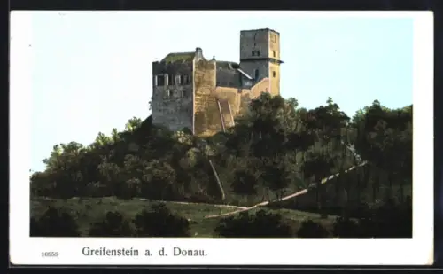 AK Greifenstein a. d. Donau, Blick zum Schloss