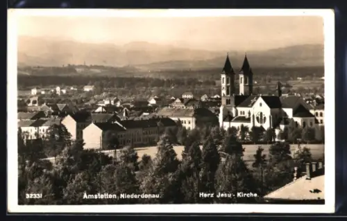 AK Amstetten, Teilansicht mit Herz Jesu-Kirche