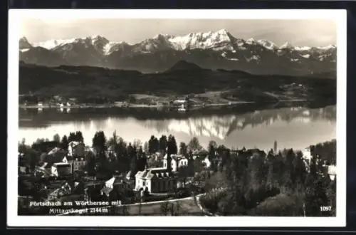 AK Pörtschach am Wörthersee, Kirche mit Mittagskogel