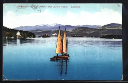 AK Wörthersee /Kärnten, Schloss Bercht und Maria Wörth