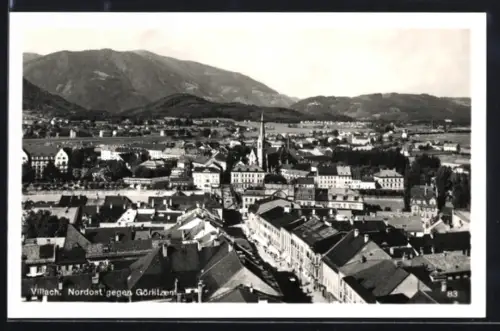 AK Villach, Ansicht Nordost mit Strassenpartie gegen Görlitzen