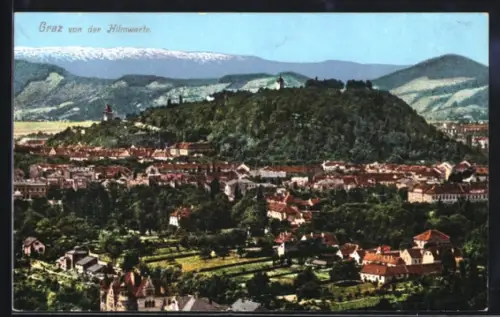 AK Graz, Blick von der Kilmwarte auf die Stadt