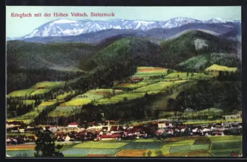 AK Krieglach /Steiermark, Teilansicht mit der Hohen Veitsch