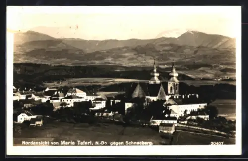 AK Maria-Taferl, Nordansicht der Ortschaft mit dem Schneeberg