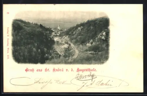 AK St. Andrä v. d. Hagenthale, Ortsansicht mit Kirche