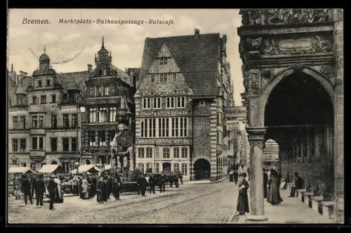 AK Bremen, Marktplatz, Rathauspassage, Ratscafe