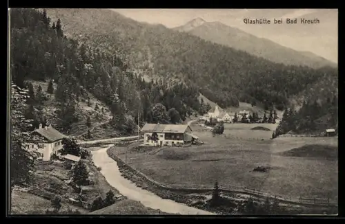 AK Bad Kreuth, Glashütte und Talansicht