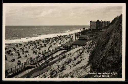 AK Westerland a. Sylt, Partie am Südstrand