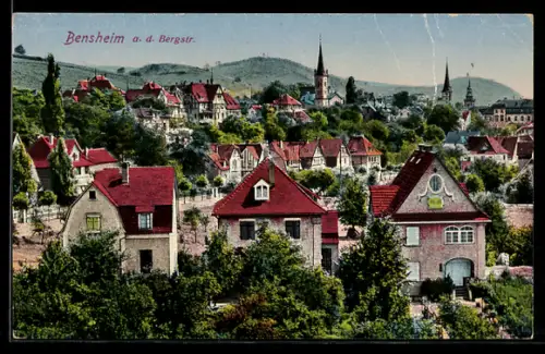 AK Bensheim a. d. Bergstr., Wohnhäuser, Stadtansicht, Kirchen