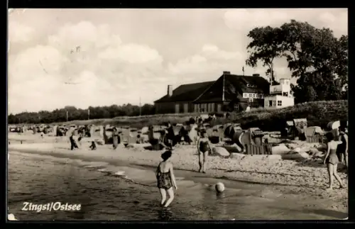 AK Zingst /Ostsee, Strand, Badegäste, Strandkörbe