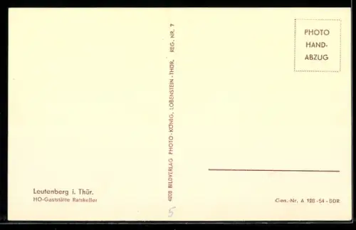 AK Leutenberg i. Thür., Rathaus, HO-Gaststätte Ratskeller