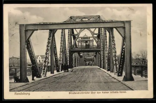 AK Rendsburg, Strassendrehbrücke über den Kaiser Wilhelm-Kanal