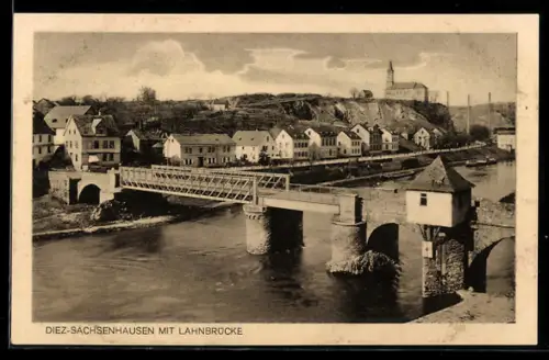 AK Diez-Sachsenhausen, Blick auf die Lahnbrücke