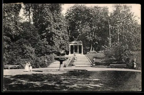 AK Schleswig, Neuwerk, Brunnen, Pavillon, Parkanlage