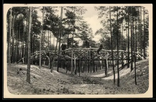 AK Bad Lippspringe, Holzbrücke im Wald