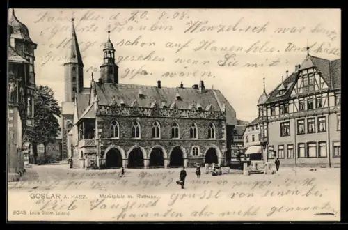 AK Goslar a. Harz, Marktplatz, Rathaus