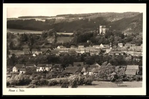 AK Plaue i. Thür., Ortsansicht mit Burg