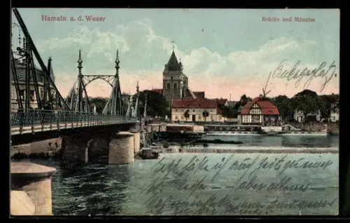 AK Hameln a. d. Weser, Brücke, Münster