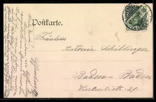 AK Offenburg, Partie am Rathaus mit Drake-Denkmal