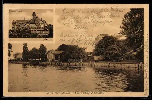AK Steinhude, Strand-Hotel, Festung Wilhelmstein