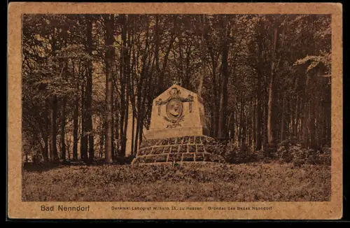 AK Bad Nenndorf, Denkmal Landgraf Wilhelm IX. zu Hessen, Gründer des Bades Nenndorf