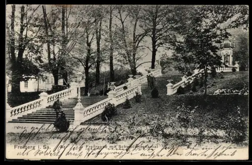 AK Freiberg i. Sa., Freitreppe mit Schneckenornament