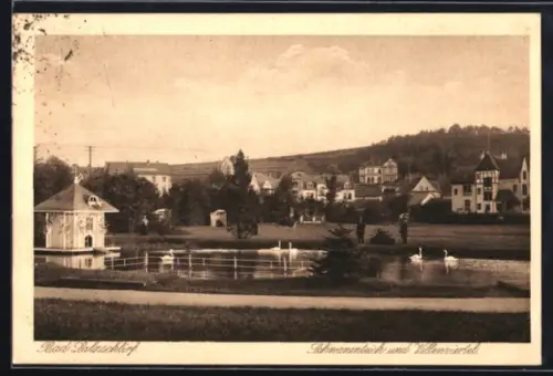 AK Bad Salzschlirf, Schwanenteich und Villenviertel