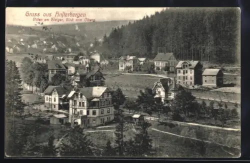 AK Finsterbergen, Villen am Steiger, Blick vom Oberg